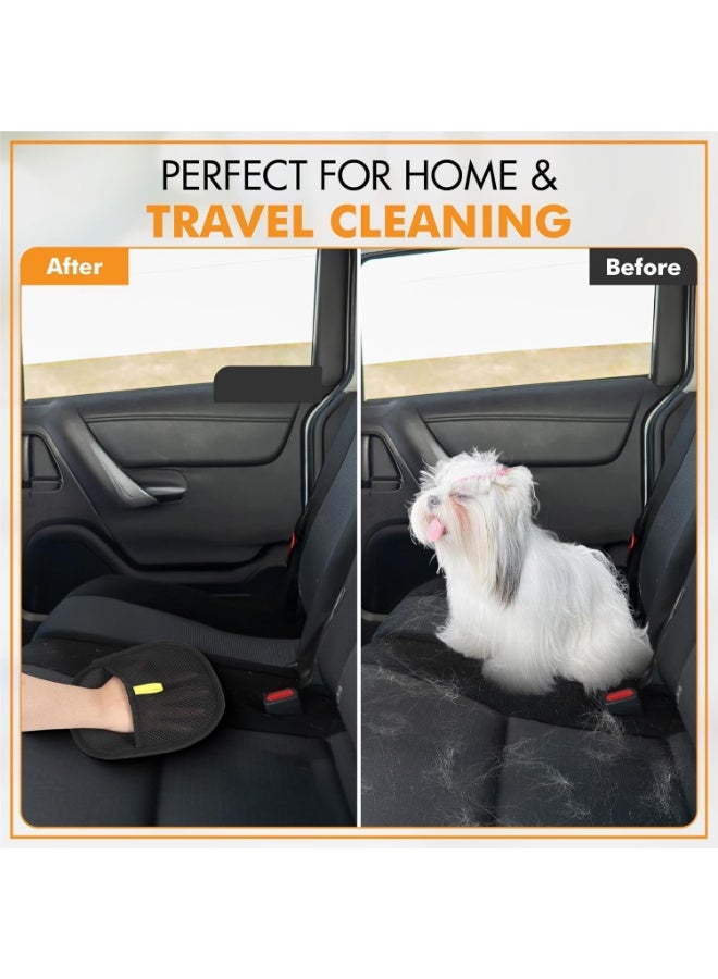 Pet Hair Removal Glove - Pet Hair Removal Glove for Dogs & Cats, Electrostatic Pet Hair Remover for Loundry, Couch, Carpet, Clothing, Bed & Car Seat, Reusable Magic Brush Pet Hair Tool - Black - Image 4